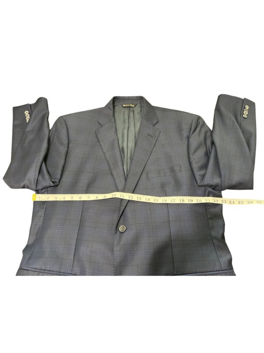 Reda Milano Mens Size 46L Wool Blazer Navy Blue Windowpane Italy - Picture 8 of 9